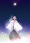 青い花とお坊さん