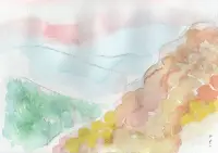 秋の気配、色づくお山のイメージ画像